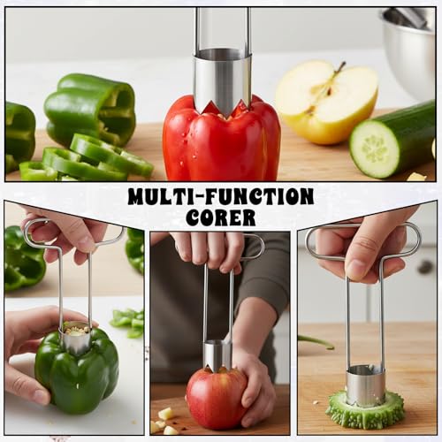 Stainless Steel Pepper Seed Corer Tool - Multifunctional Fruit & Vegetable Remover