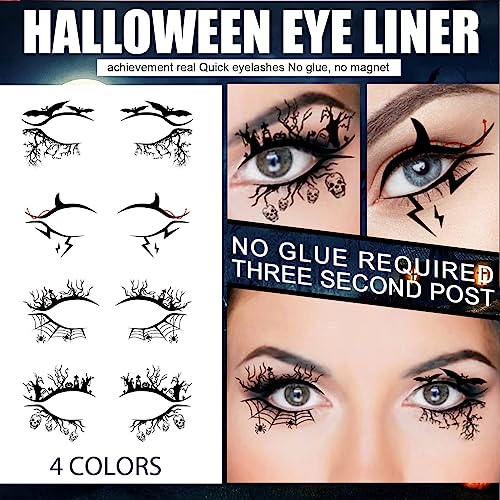 Halloween Temporary Eye Tattoo Stickers Eyeliner Decals 4 Pairs