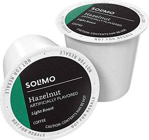 Hazelnut Flavored Coffee Pods - Solimo Light Roast, 100 Count, Compatible with Keurig 2.0