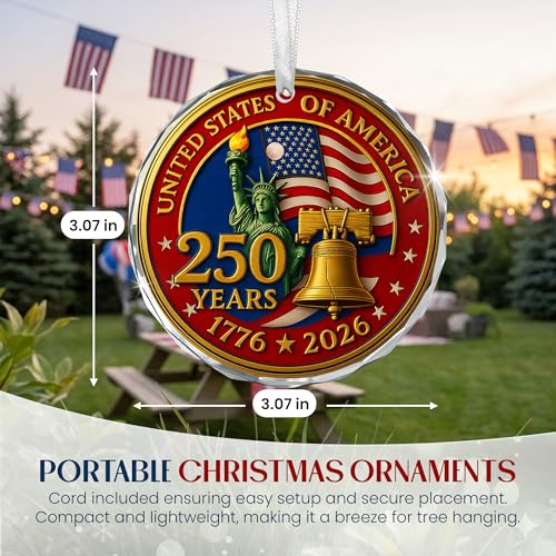 FLAGWIX USA 250th Anniversary Glass Ornament - Liberty Legacy Red Design