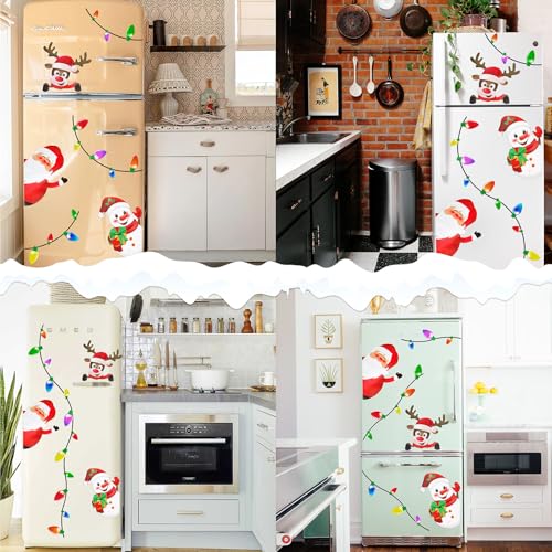 Christmas Car Refrigerator Magnets Set - Reflective Bulb Santa Reindeer Snowman 44 Pieces - Holiday Decor
