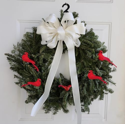4pcs Red Cardinal Birds Christmas Ornaments with Clips for Tree Wreath Floral Home Decor
