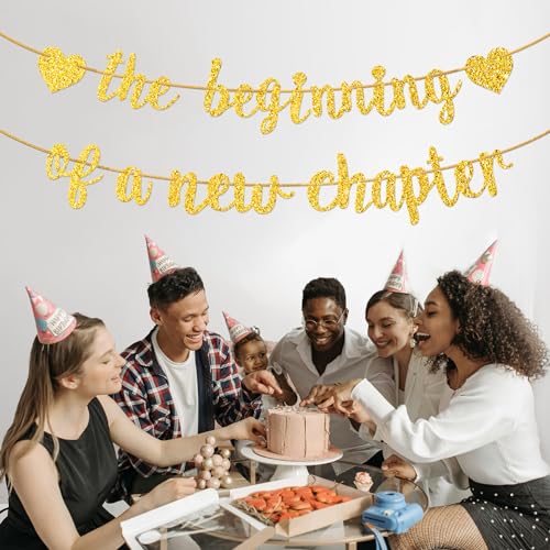 Beginning of a New Chapter Banner - Glitter Gold Graduation & Party Decor