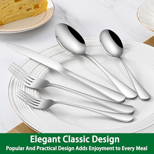 Dehov 8-Inch Stainless Steel Dinner Forks - Silver, Set of 8