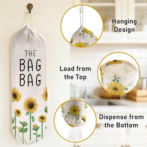 Sunflower Plastic Bag Holder - 2Pcs Reusable Grocery Organizer