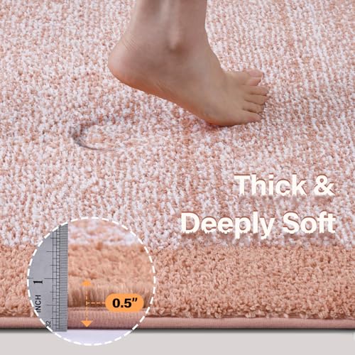 Pink Non-Slip Bath Mat 24x17 for Bathroom - Soft & Absorbent