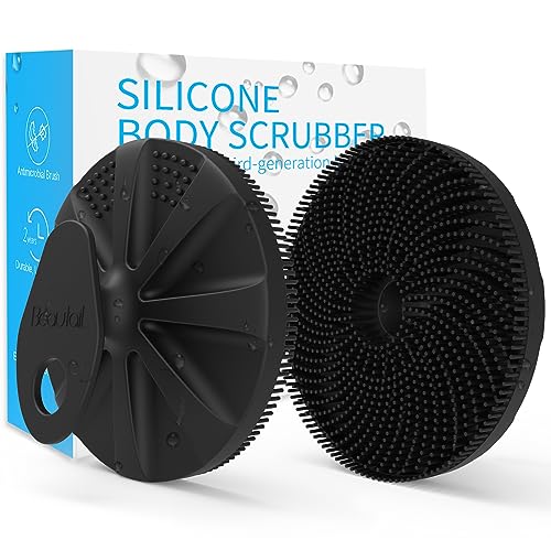 BEAUTAIL Silicone Body Scrubber & Gentle Exfoliating Shower Brush - Black