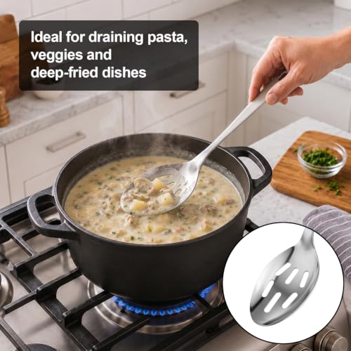 Kirecoo 2PCS Stainless Steel Serving Spoons Set - Silver