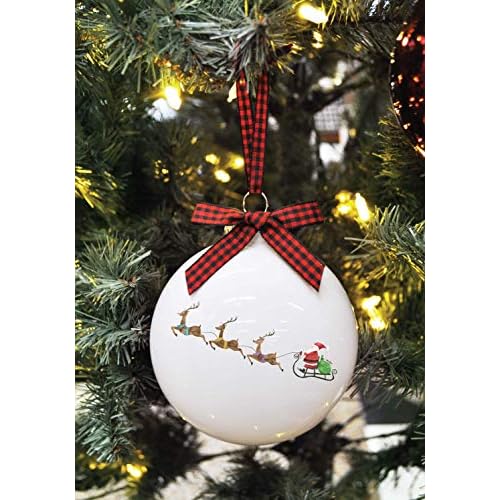 Rae Dunn Christmas Ornaments - Set of 2 Glass Balls - 100mm / 3.94 Inch Large Hanging Holiday Decorations for Xmas Tree Believe