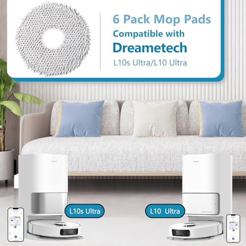 KGC 6-Pack Microfiber Mop Pads for Dreame L10s, L10, X40, X30 Ultra