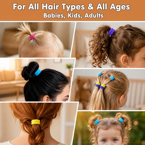 Mimoment 300Pcs Baby Hair Ties - Seamless No Damage Toddler Hair Bands