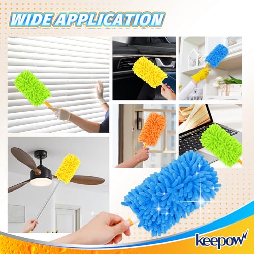 KEEPOW 4-Pack Microfiber Duster Refills for Swiffer – Washable & Reusable