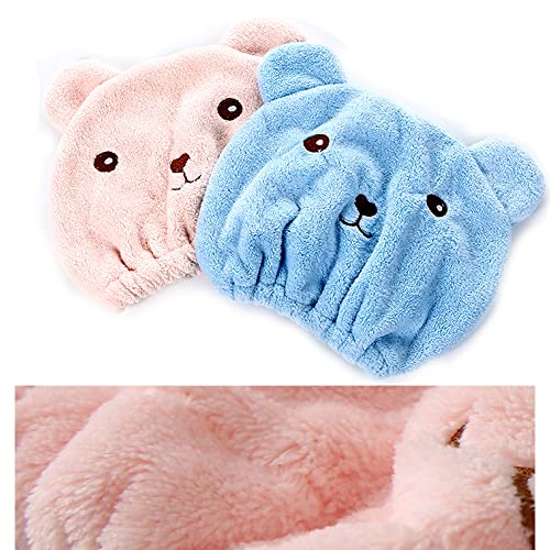 Kids Hair Drying Cap with Ears - Absorbent Microfiber Turban for Shower & Spa