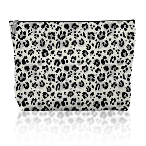 Leopard Makeup Bag for Women Preppy Cosmetic Pouch Travel Organizer
