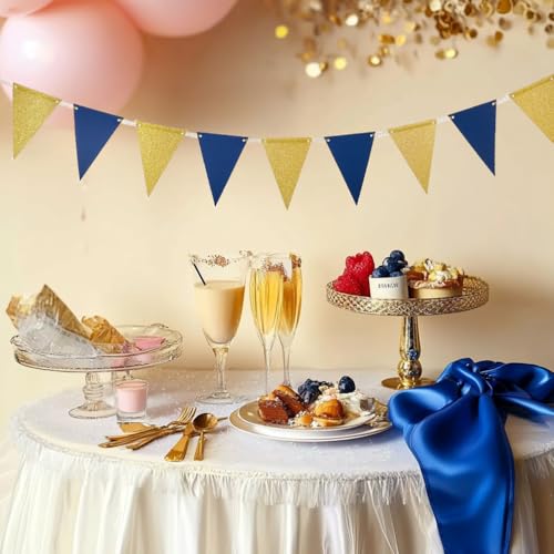 Gold Blue Pennant Banner Bunting - 30pc DIY Kit, 20ft
