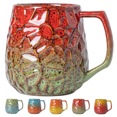 Festive Holly Berry 18oz Reactive Glaze Ceramic Coffee Mug - Red & Green