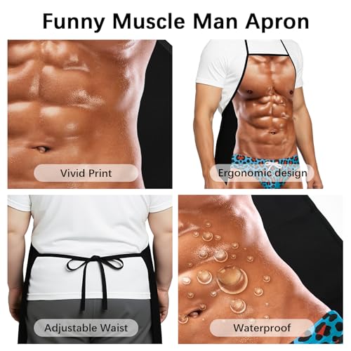 Blueleopard Funny Muscle Man Apron for Men - Cooking, Grilling & Baking Gift