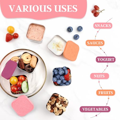 Qukaka Stainless Steel Snack Containers - Leak Proof & Portable, 3-Pack