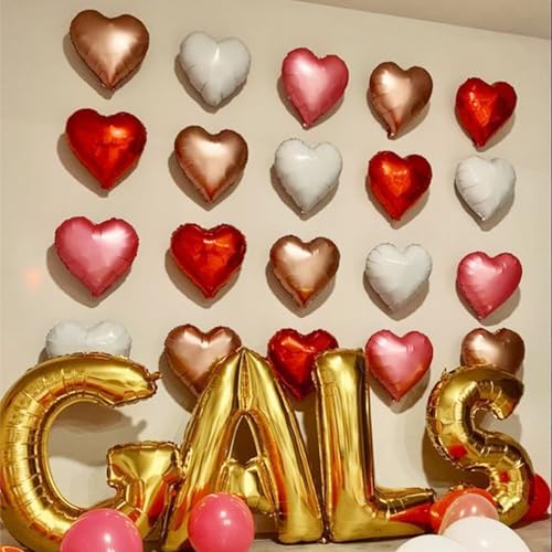 SPARKTUTU 24pcs 18 Inch Heart Foil Balloons Kit Red Pink White