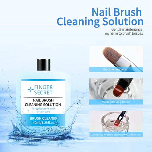 AOBOO Nail Brush Cleaner Solution - 40ml Gel Residue Remover for Manicure
