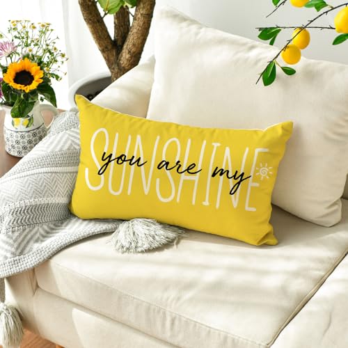 You Are My Sunshine Yellow Throw Pillow Cover 12x20