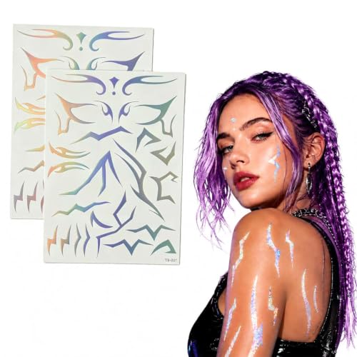 Kpop Demon Mark Fake Tattoos - 50PCS Holographic Korean Dark Symbol Temporary Tattoos for Cosplay & Halloween