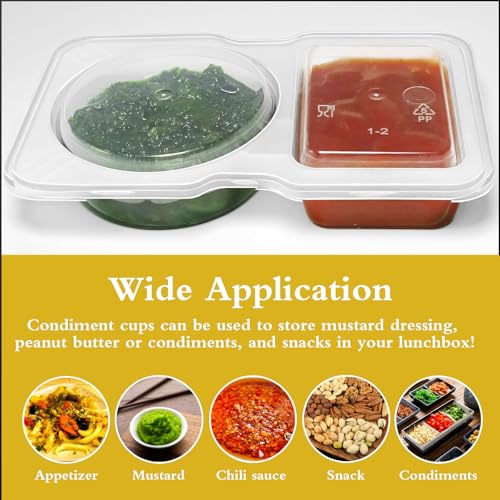 Reusable Double Compartment Snack Containers with Lids - BPA-Free, Leak-Proof Food Storage Boxes for Meal Prep & Lunch
