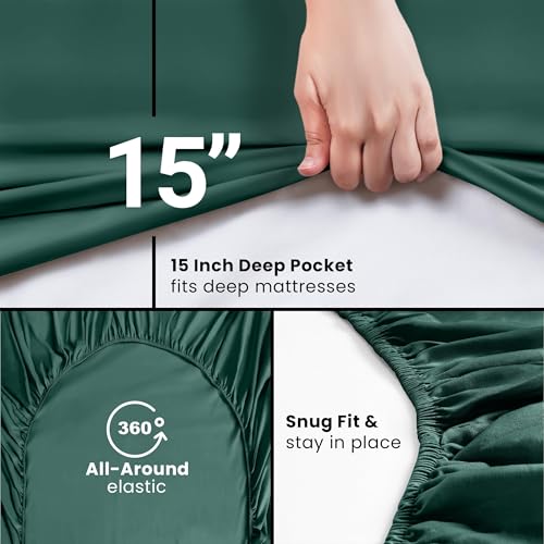 King Fitted Sheet - Ultra Soft Microfiber, 15-Inch Deep Pocket, Emerald