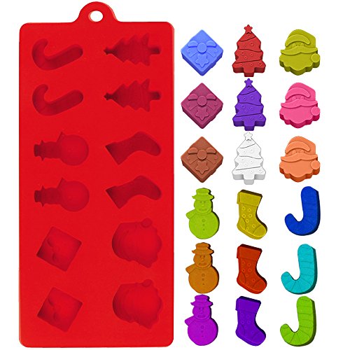 3 Pack Christmas Silicone Candy Molds for Holiday Cake Decoration - Red & Green