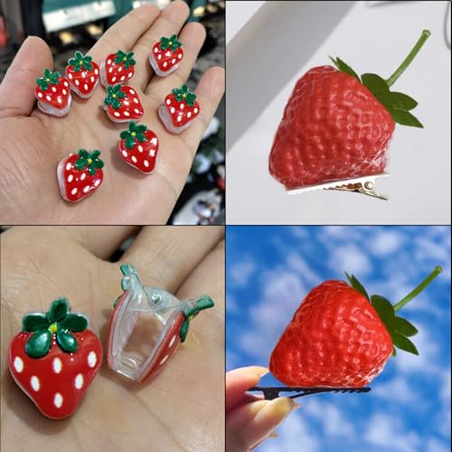 12 PCS Strawberry Hair Claw Clips Cute Plastic Fruit Hair Barrettes