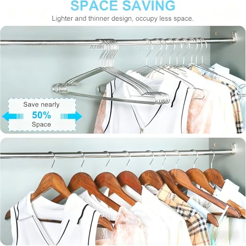 Seropy Heavy Duty Stainless Steel Hangers, 10 Pack, Non-Slip Grooves