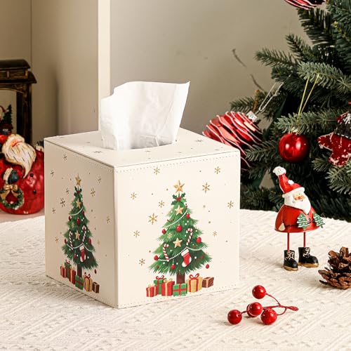 Luxspire Christmas Tissue Box Cover Holder Magnetic Christmas Tree