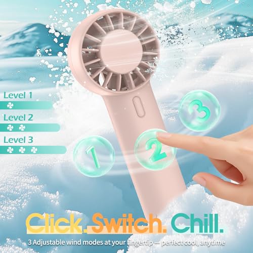 Mizong Mini Handheld USB Rechargeable Fan - Pink Portable Cooling Fan