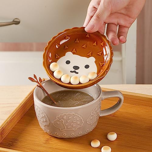 Dog Mug with Lid - 10 oz Cute Ceramic Coffee Cup for Dog Lovers, Novelty Gift