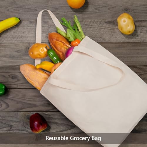 TOPDesign Reusable Cotton Tote Bag - 15"x16" with 4" Gusset for DIY & Grocery