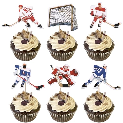 36 Pack Hockey Cupcake Toppers - Design 5 Sports Theme Party Decorations