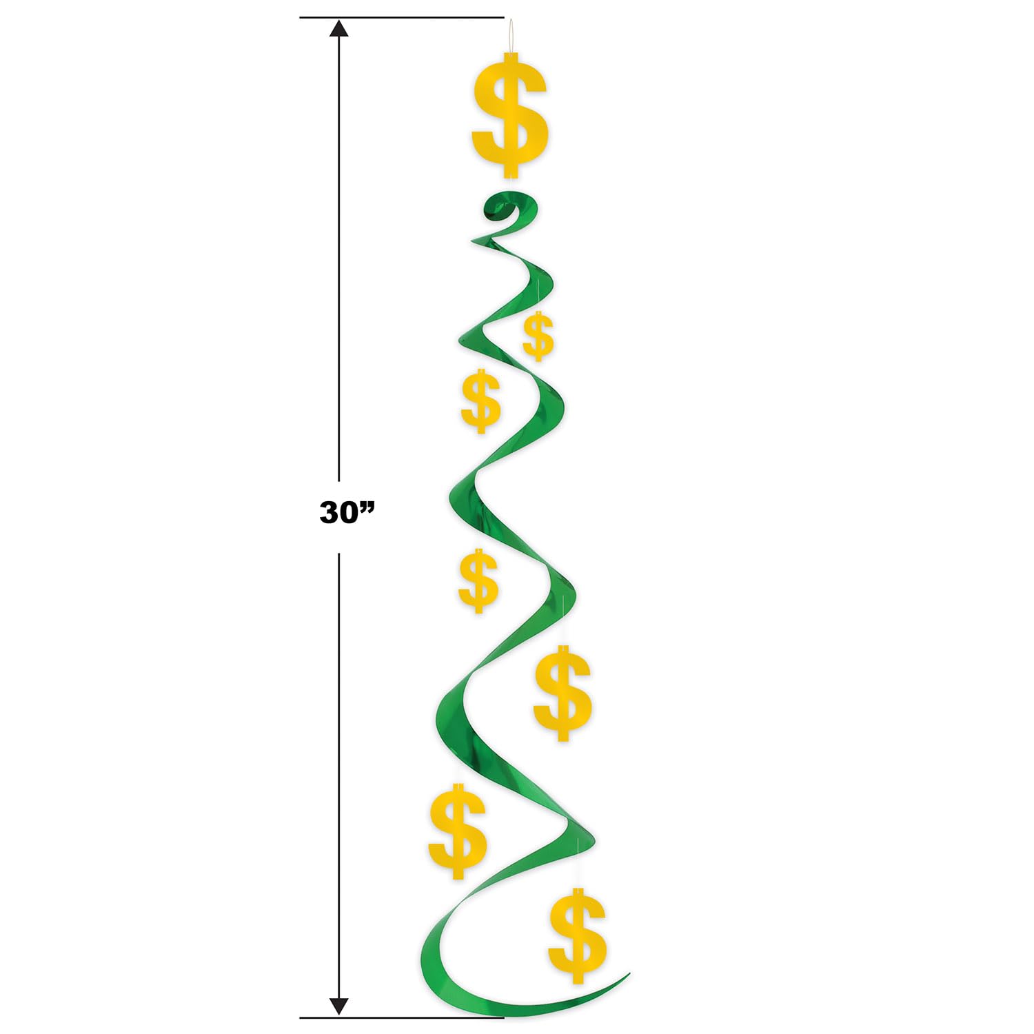 Beistle 6 Piece Dollar Sign Party Decorations, Hanging Spirals Whirls For Casino Theme Décor, Celebrating With You Since 1900