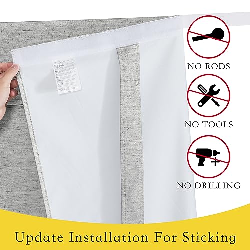 NICETOWN 100% Blackout Linen French Door Curtain, 26"W x 50"L - Light Grey