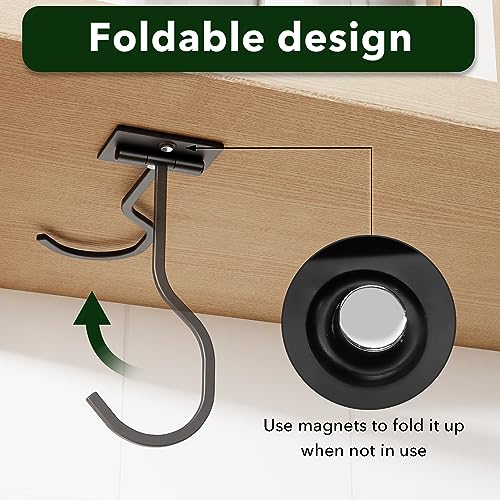 Black Adhesive Banana Hook Under Cabinet - Foldable Design, 1 Pack