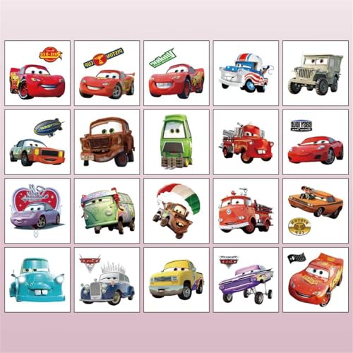 Cars Temporary Tattoos for Kids 20-Pack Waterproof Racing Party Favors