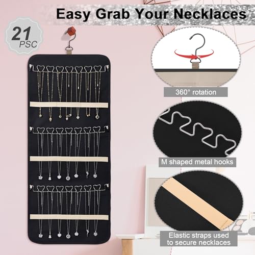 Dynoro Double-Sided Jewelry Organizer Roll with 48 Pockets & 21 Hooks
