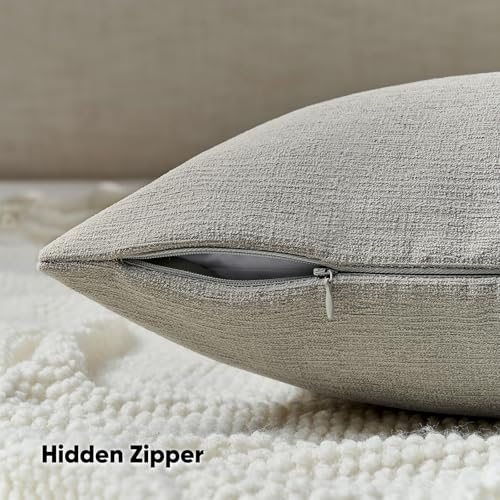 FUTEI Pack of 2 Smoke Gray Faux Linen Throw Pillow Covers 12x20