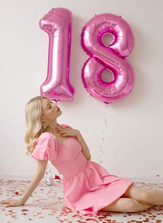 Pink Number 1 Balloon - 40 Inch Foil Birthday Balloon for Boys & Girls | Perfect for 1st, 10th, 11th, 12th, 16th, 18th Birthdays & Anniversaries