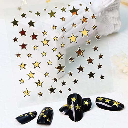 Star Nail Art Stickers 7 Sheets 3D Self-Adhesive Metallic Decals