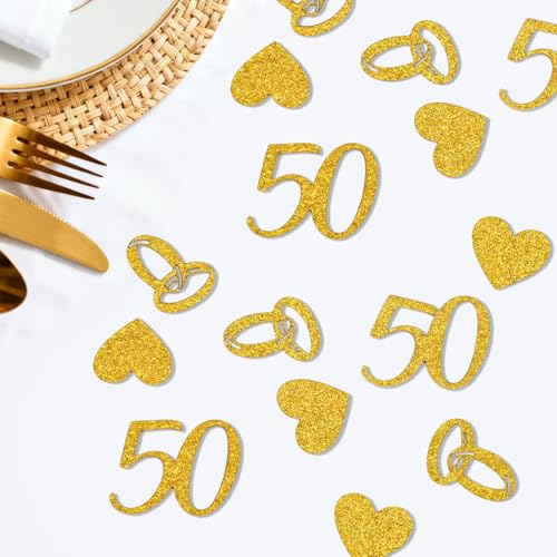 50th Anniversary Gold Confetti - 100 Pieces of Glitter Paper