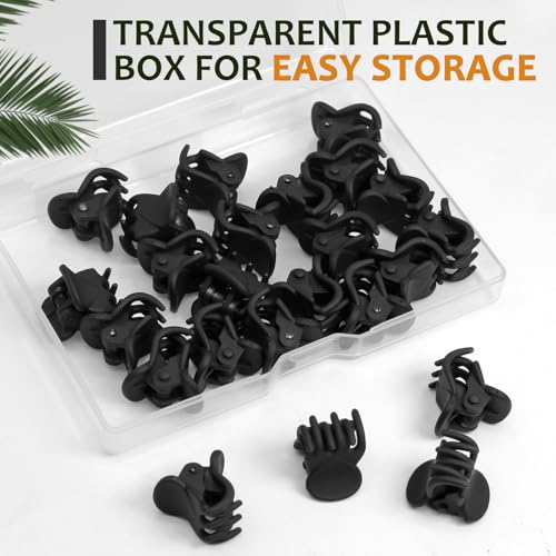 Black Mini Hair Claw Clips 24 Pack - Frosted Tiny Hair Clips