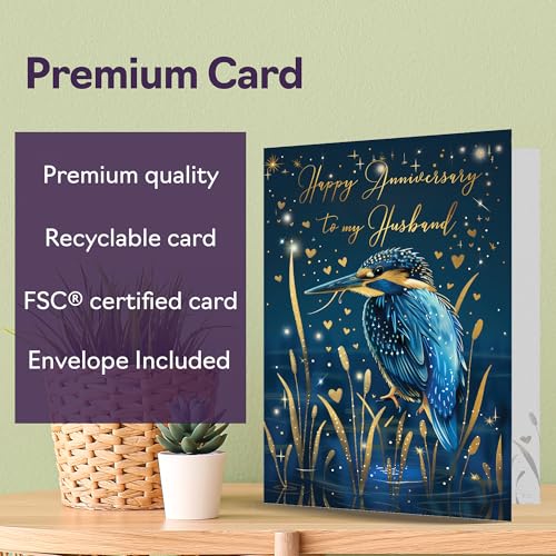 Gold Anniversary Card for Husband - Elegant A5 Greeting Card with Envelope