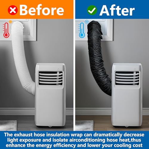 Black Quilting Air Conditioner Hose Cover - Insulated Hose Wrap