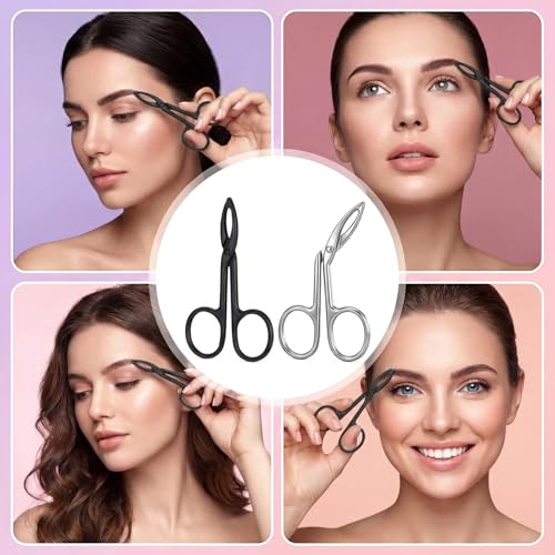 Precision Scissor Eyebrow Tweezers Stainless Steel 2Pcs