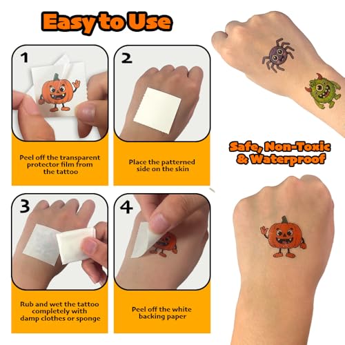 144 Halloween Temporary Tattoos for Kids - 24 Fun Designs